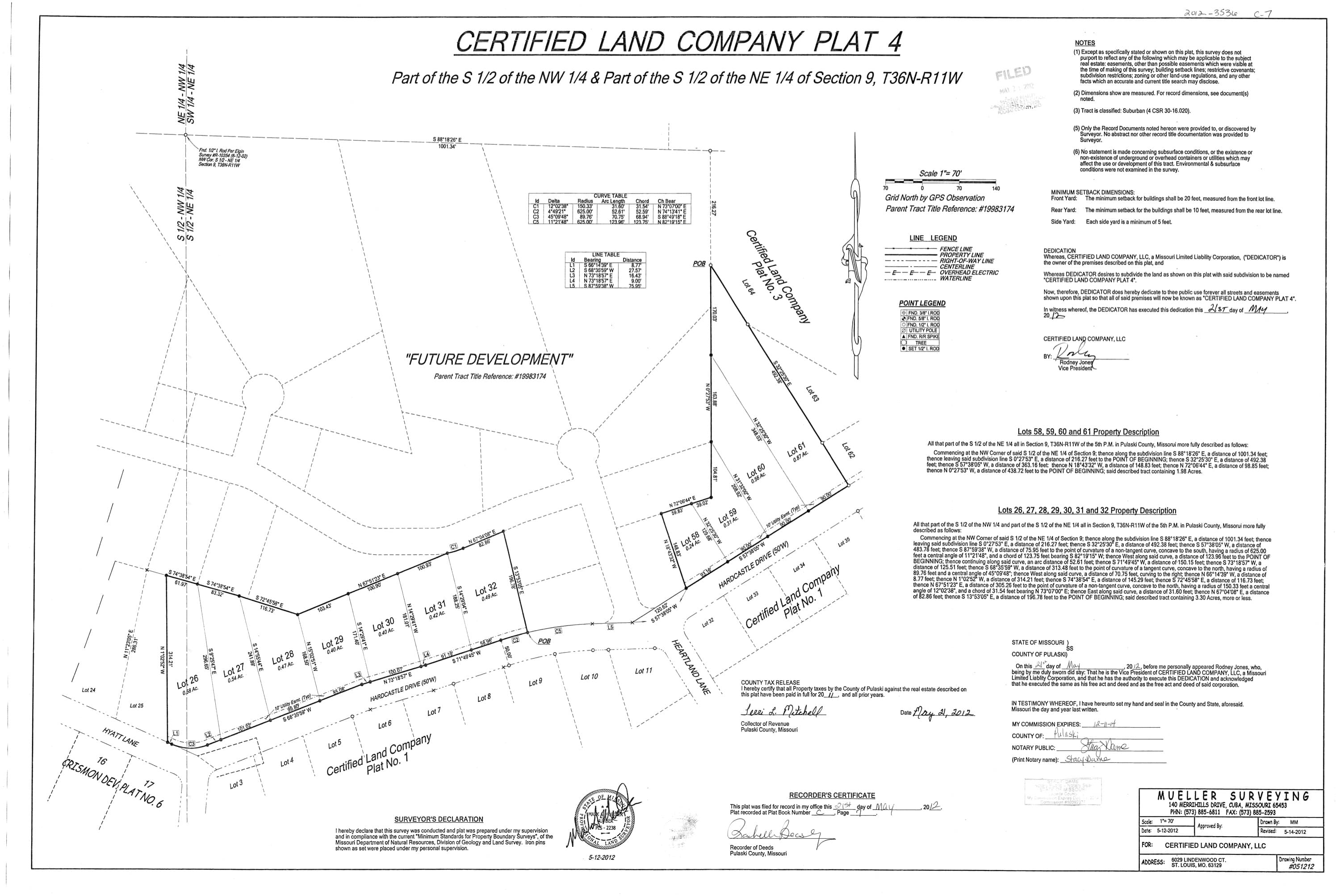 Certified Land Company Plat No. 4, Lots 26–32 and 58–61