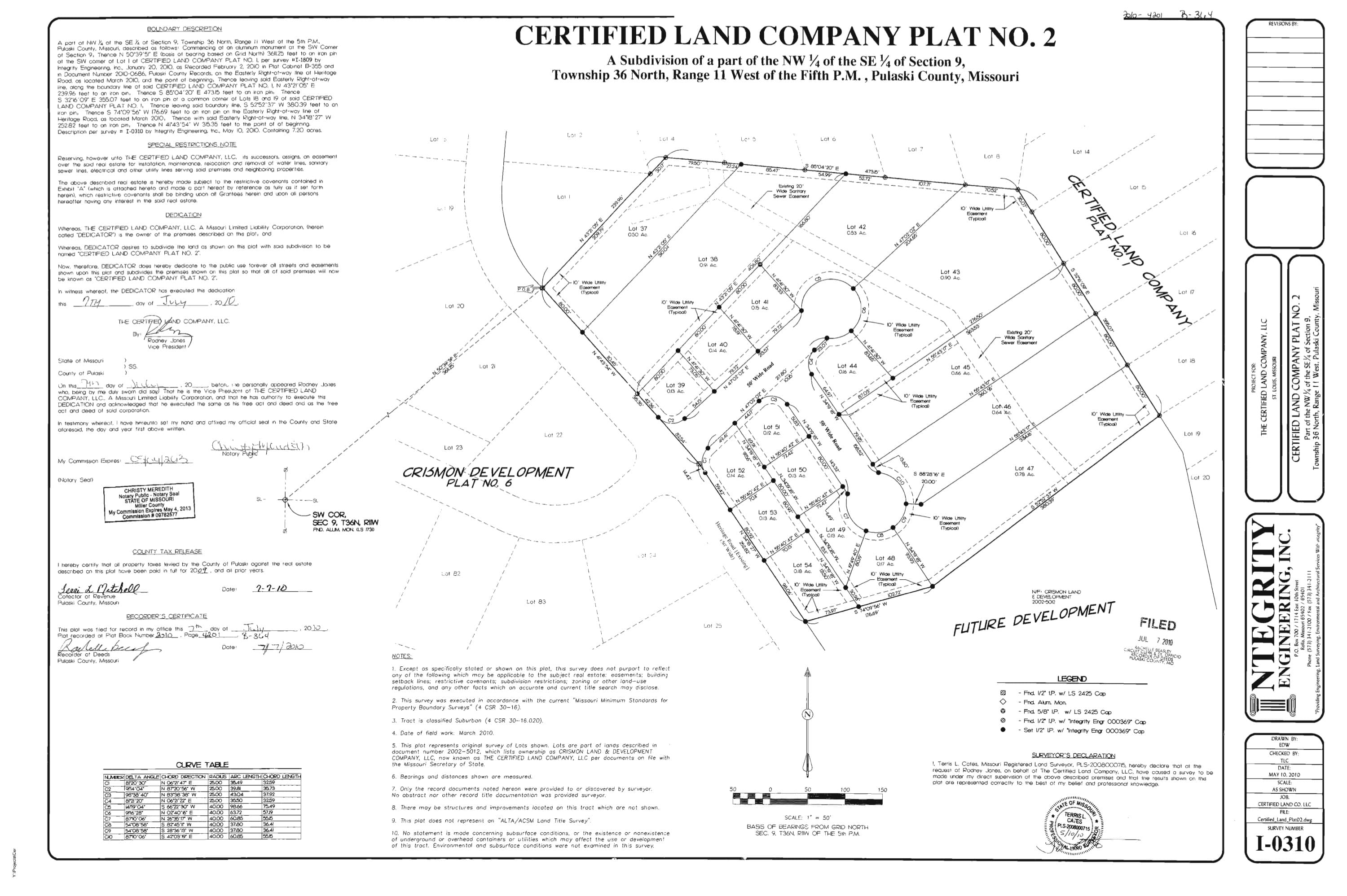 Certified Land Company Plat No. 2, Osage Hills