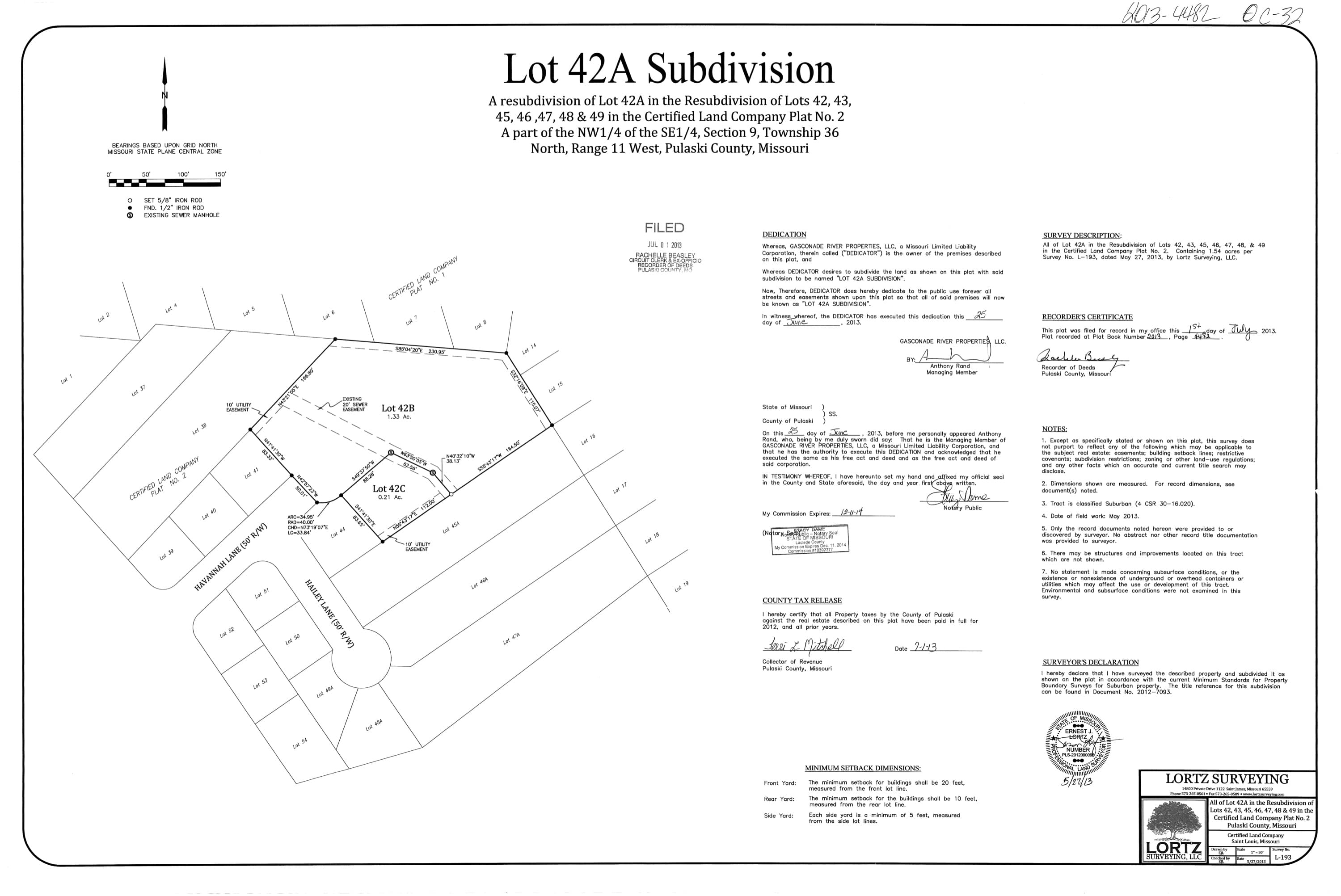 Lot 42A Subdivision of Certified Land Company Plat No. 2