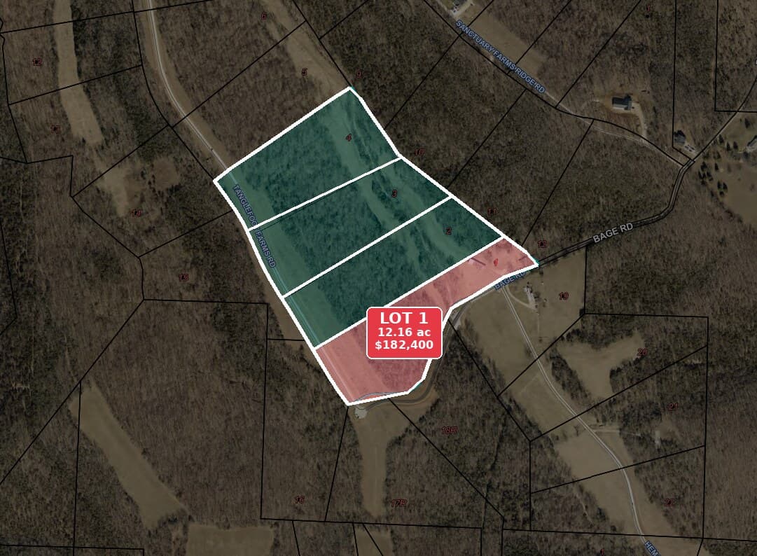 Map of Tanglefoot Farm Lot 1, 12.16± acres, $182,400