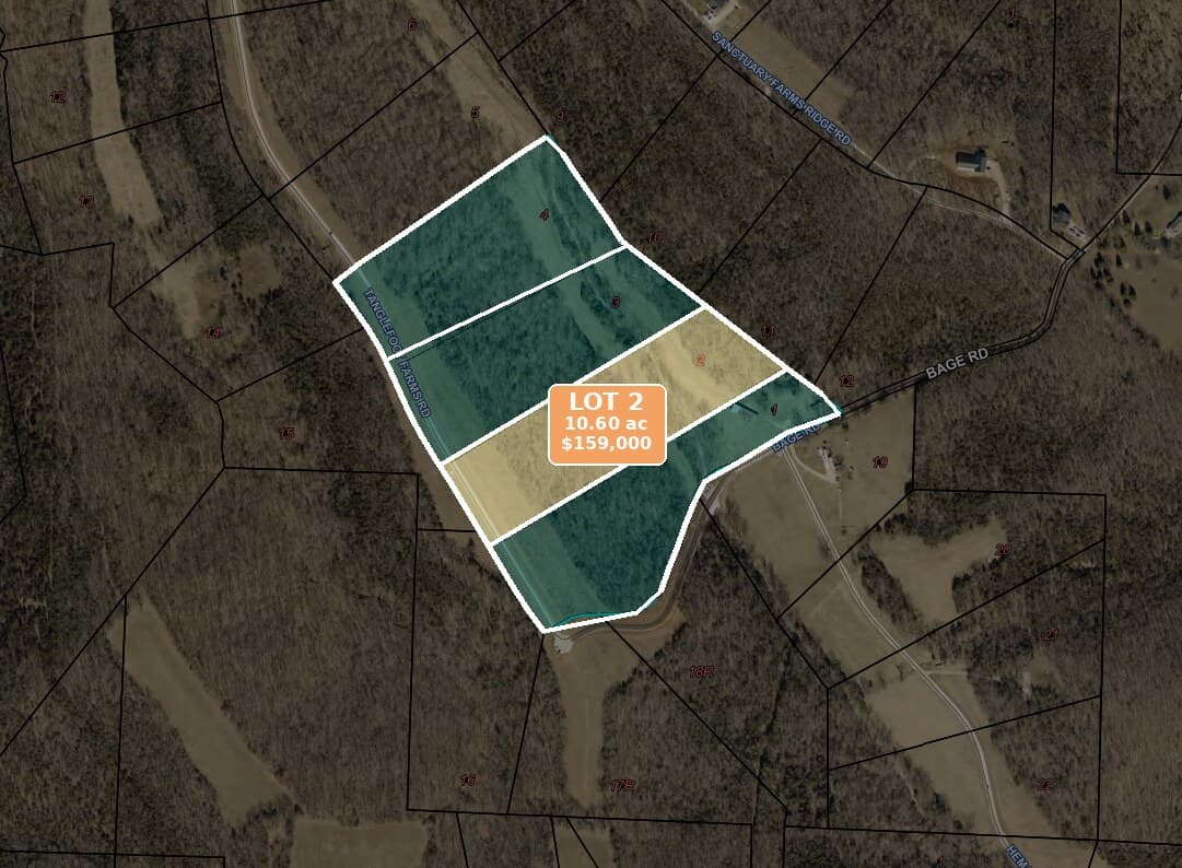 Map of Tanglefoot Farm Lot 2, 10.60± acres, $159,000