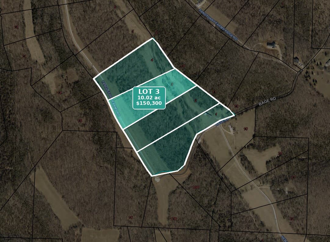 Map of Tanglefoot Farm Lot 3, 10.02± acres, $150,300