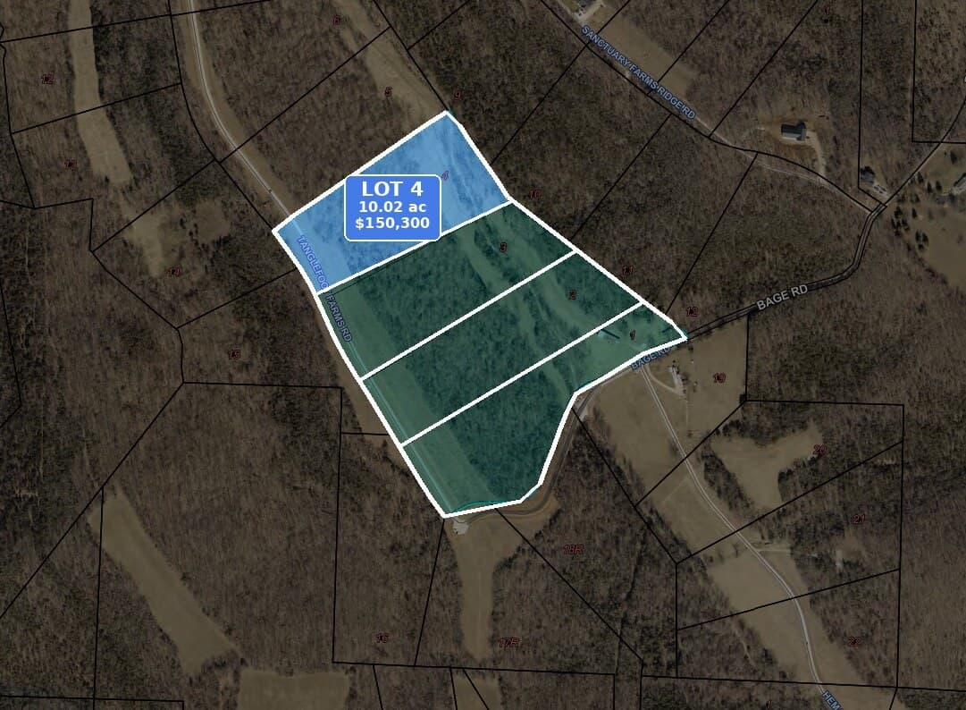 Map of Tanglefoot Farm Lot 4, 10.02± acres, $150,300