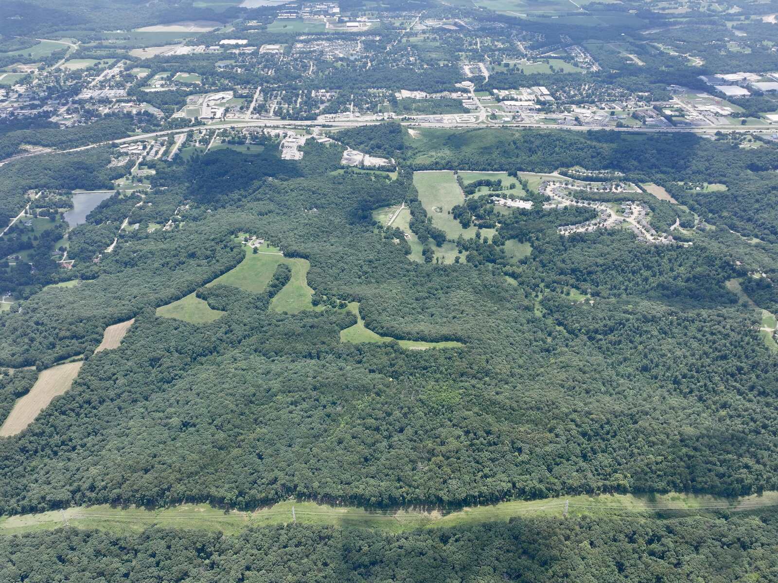 Gobblers Knob timber tract with Pacific, Missouri and the I-44 corridor in the distance
