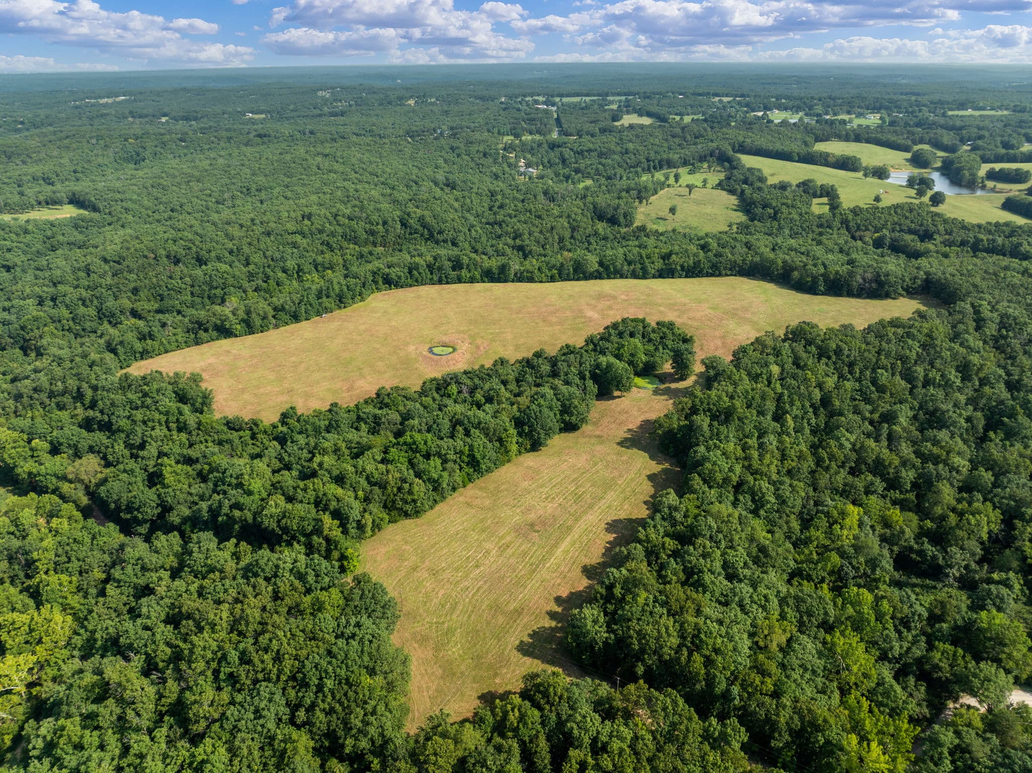 Aerial of the ranch's rolling terrain