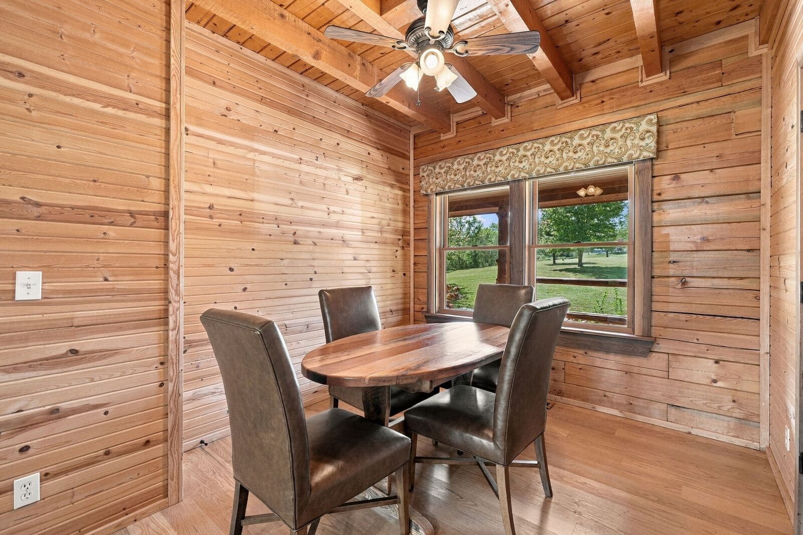Dining area with views of the acreage